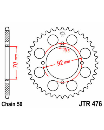 Couronne Moto JT SPROCKETS Couronne JT SPROCKETS 45 dents acier pas 530 type 476