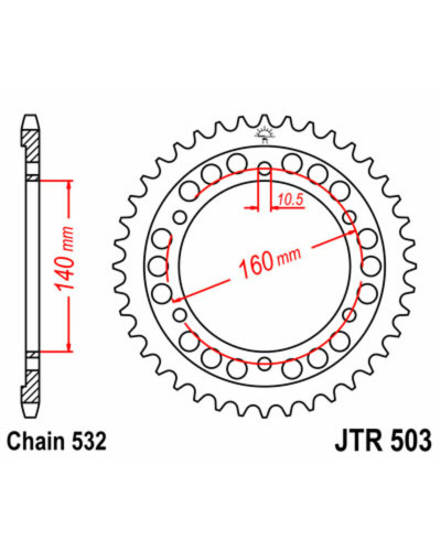 Couronne Moto JT SPROCKETS Couronne JT SPROCKETS 45 dents acier pas 532 type 503