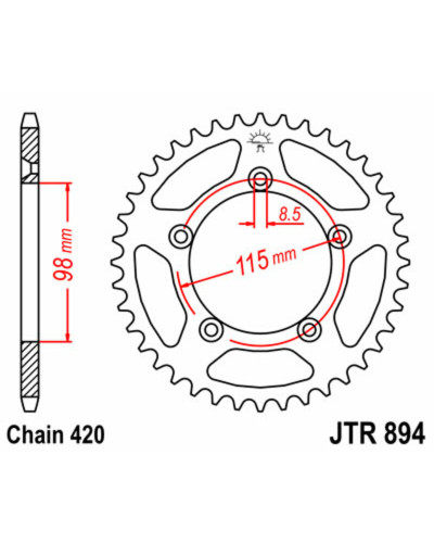 Couronne Moto JT SPROCKETS Couronne JT SPROCKETS 46 dents acier pas 420 type 894 KTM SX60/SX65