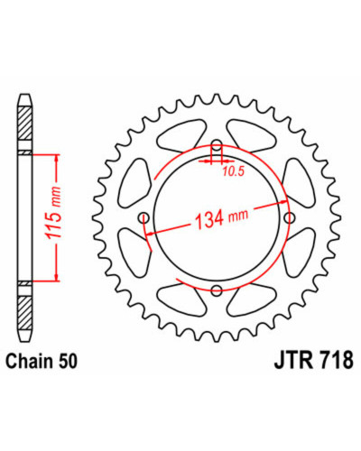 Couronne Moto JT SPROCKETS Couronne JT SPROCKETS 46 dents acier pas 530 type 718