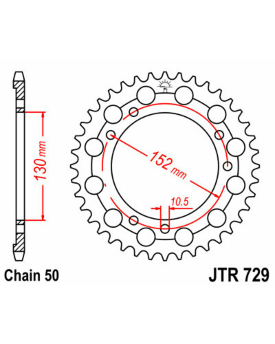 Couronne Moto JT SPROCKETS Couronne JT SPROCKETS 46 dents acier pas 530 type 729