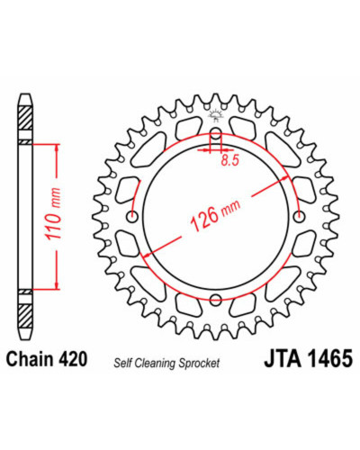 Couronne Moto JT SPROCKETS Couronne JT SPROCKETS 46 dents alu ultra-light anti-boue pas 420 type 1465 Kawasaki KX65