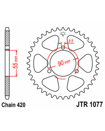 Couronne Moto JT SPROCKETS Couronne JT SPROCKETS 47 dents acier pas 420 type 1077