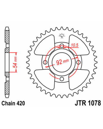 Couronne Moto JT SPROCKETS Couronne JT SPROCKETS 47 dents acier pas 420 type 1078