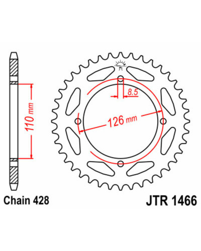 Couronne Moto JT SPROCKETS Couronne JT SPROCKETS 47 dents acier pas 428 type 1466