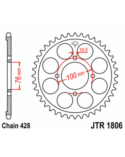 Couronne Moto JT SPROCKETS Couronne JT SPROCKETS 47 dents acier pas 428 type 1806