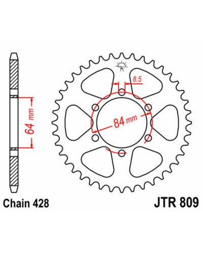 Couronne Moto JT SPROCKETS Couronne JT SPROCKETS 47 dents acier pas 428 type 809