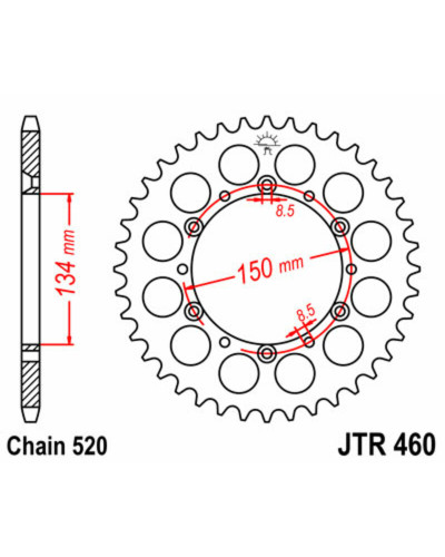 Couronne Moto JT SPROCKETS Couronne JT SPROCKETS 47 dents acier pas 520 type 460 Kawasaki