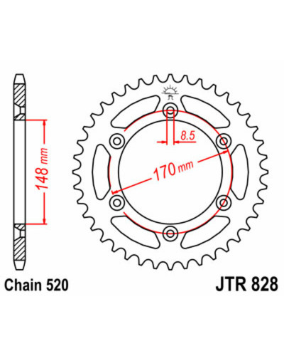 Couronne Moto JT SPROCKETS Couronne JT SPROCKETS 47 dents acier pas 520 type 828