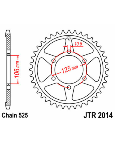 Couronne Moto JT SPROCKETS Couronne JT SPROCKETS 47 dents acier pas 525 type 2014