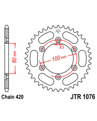 Couronne Moto JT SPROCKETS Couronne JT SPROCKETS 48 dents acier pas 420 type 1076