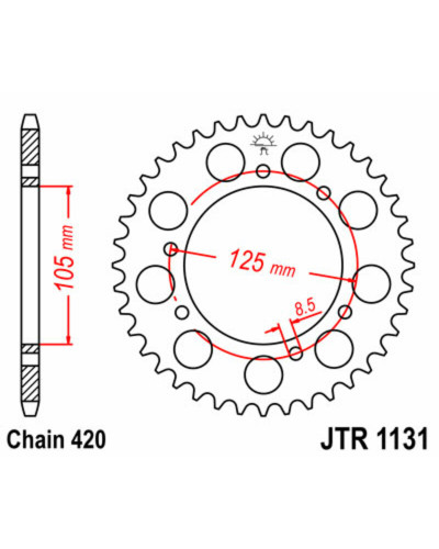 Couronne Moto JT SPROCKETS Couronne JT SPROCKETS 48 dents acier pas 420 type 1131