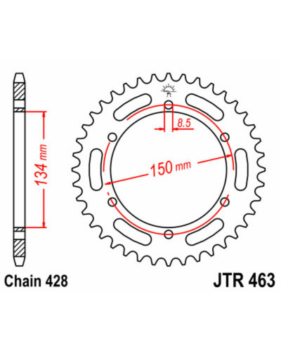 Couronne Moto JT SPROCKETS Couronne JT SPROCKETS 48 dents acier pas 428 type 46