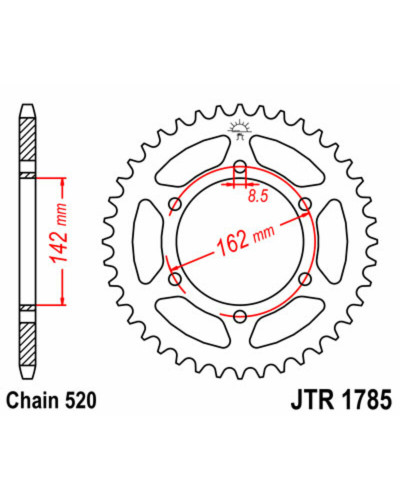 Couronne Moto JT SPROCKETS Couronne JT SPROCKETS 48 dents acier pas 520 type 1785 Suzuki PE175