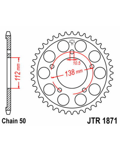 Couronne Moto JT SPROCKETS Couronne JT SPROCKETS 48 dents acier pas 530 type 1871