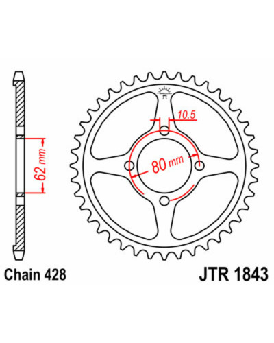 Couronne Moto JT SPROCKETS Couronne JT SPROCKETS 49 dents acier pas 428 type 1843