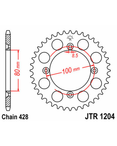 Couronne Moto JT SPROCKETS Couronne JT SPROCKETS 50 dents acier pas 428 type 1204