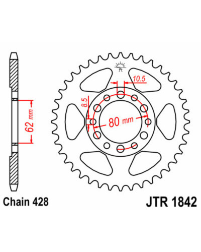 Couronne Moto JT SPROCKETS Couronne JT SPROCKETS 50 dents acier pas 428 type 1842