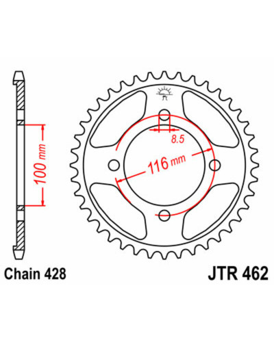 Couronne Moto JT SPROCKETS Couronne JT SPROCKETS 50 dents acier pas 428 type 462