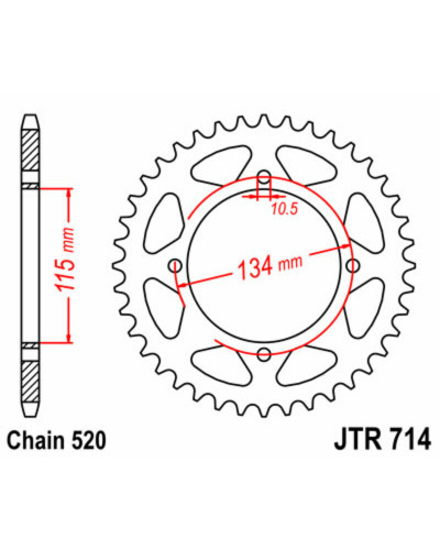 Couronne Moto JT SPROCKETS Couronne JT SPROCKETS 50 dents acier pas 520 type 714