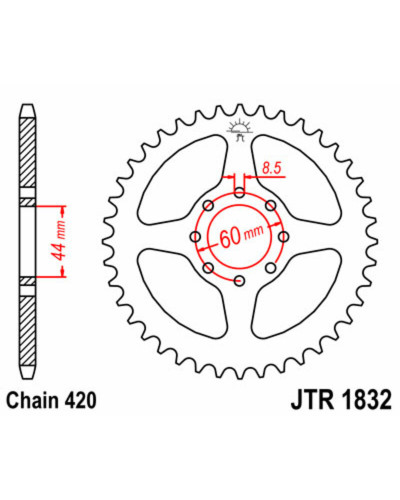 Couronne Moto JT SPROCKETS Couronne JT SPROCKETS 52 dents acier pas 420 type 1832