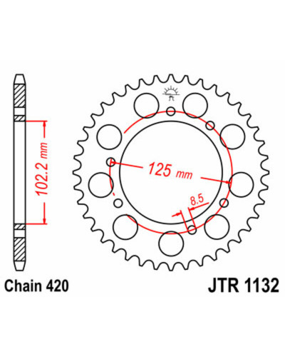 Couronne Moto JT SPROCKETS Couronne JT SPROCKETS 53 dents acier pas 420 type 1132