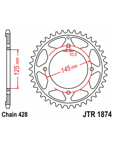 Couronne Moto JT SPROCKETS Couronne JT SPROCKETS 53 dents acier pas 428 type 1874