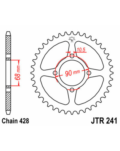 Couronne Moto JT SPROCKETS Couronne JT SPROCKETS 53 dents acier pas 428 type 241