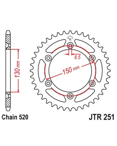 Couronne Moto JT SPROCKETS Couronne JT SPROCKETS acier anti-boue 251 - 520