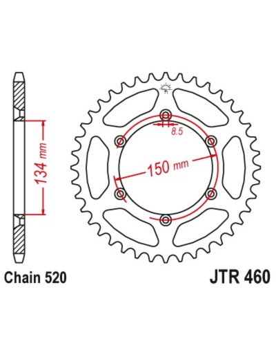 Couronne Moto JT SPROCKETS Couronne JT SPROCKETS acier anti-boue 460 - 520