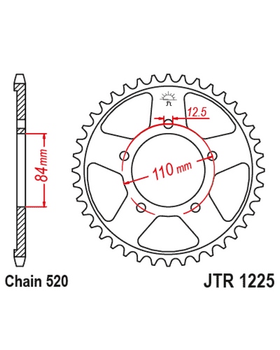 Couronne Moto JT SPROCKETS Couronne JT SPROCKETS acier standard 1225 - 520