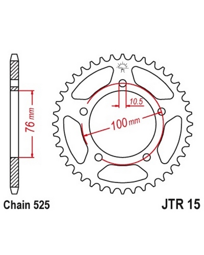 Couronne Moto JT SPROCKETS Couronne JT SPROCKETS acier standard 15 - 525