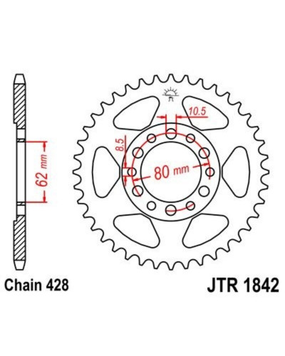 Couronne Moto JT SPROCKETS Couronne JT SPROCKETS acier standard 1842 - 428