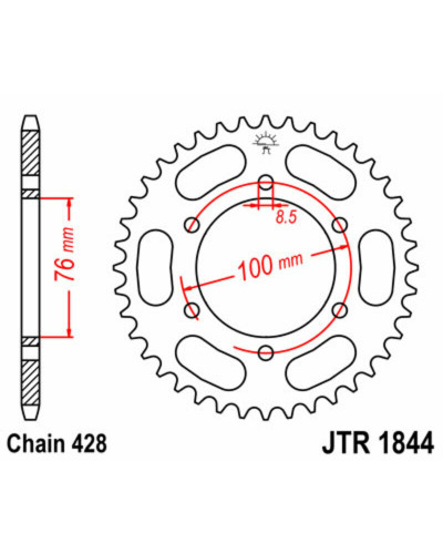 Couronne Moto JT SPROCKETS Couronne JT SPROCKETS acier standard 1844 - 428