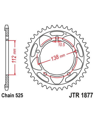 Couronne Moto JT SPROCKETS Couronne JT SPROCKETS acier standard 1877 - 525