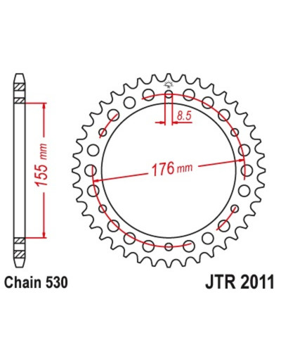 Couronne Moto JT SPROCKETS Couronne JT SPROCKETS acier standard 2011 - 530