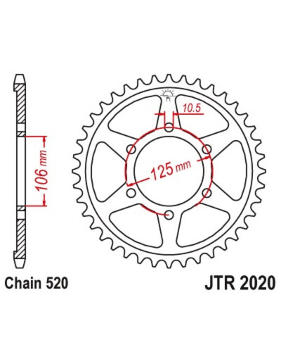 Couronne Moto JT SPROCKETS Couronne JT SPROCKETS acier standard 2020 - 520