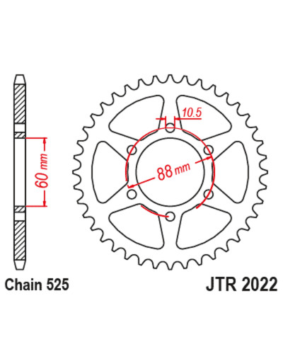 Couronne Moto JT SPROCKETS Couronne JT SPROCKETS acier standard 2022 - 525