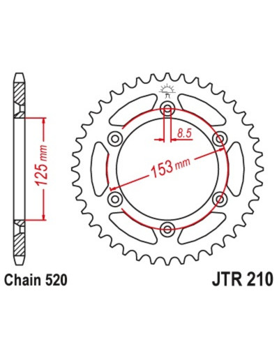 Couronne Moto JT SPROCKETS Couronne JT SPROCKETS acier standard 210 - 520