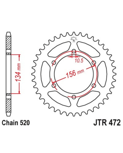 Couronne Moto JT SPROCKETS Couronne JT SPROCKETS acier standard 472 - 520