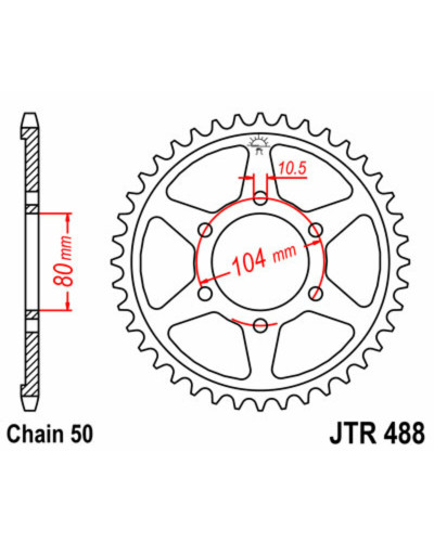 Couronne Moto JT SPROCKETS Couronne JT SPROCKETS acier standard 488 - 530