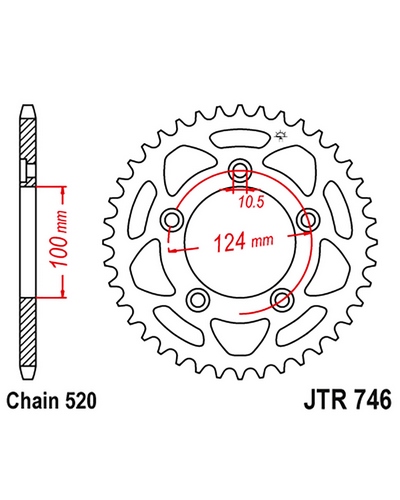 Couronne Moto JT SPROCKETS Couronne JT SPROCKETS acier standard 746 - 520