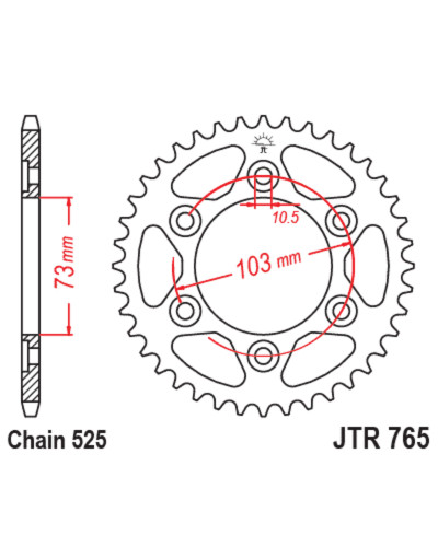 Couronne Moto JT SPROCKETS Couronne JT SPROCKETS acier standard 765 - 525