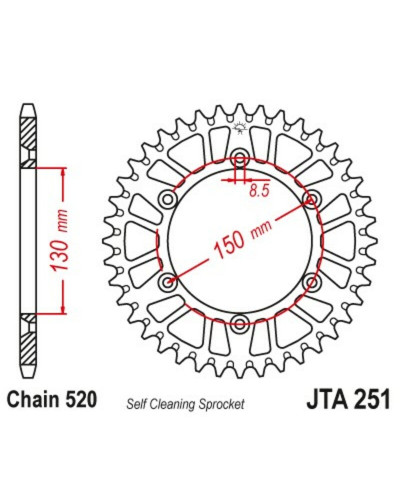 Couronne Moto JT SPROCKETS Couronne JT SPROCKETS aluminium ultra-light anti-boue 251 - 520