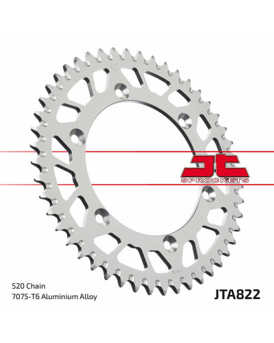 Couronne Moto JT SPROCKETS Couronne JT SPROCKETS aluminium ultra-light anti-boue 822 - 520