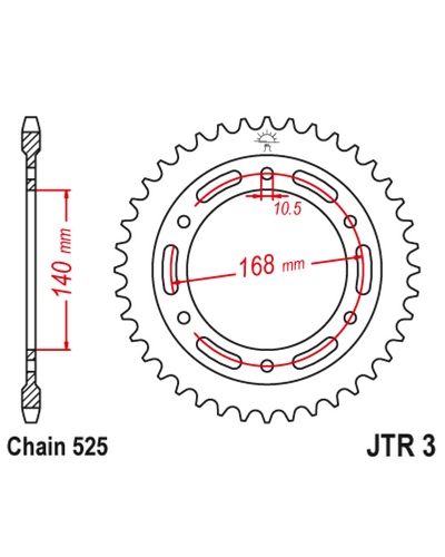 Pignon Moto JT SPROCKETS Couronne JT SPROCKETS zinc standard 3 - 525