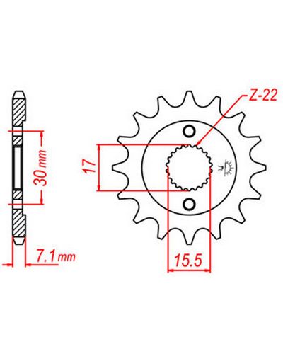 Pignon Moto JT SPROCKETS Pignon acier:JTF1257.14dents Pas:428