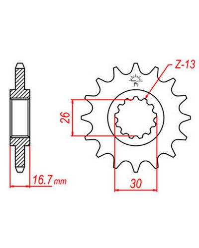 Pignon Moto JT SPROCKETS Pignon acier:JTF1370.16dents Pas:525 Pignon Moto JT SPROCKETS Pignon acier:JTF1370.16dents Pas:525