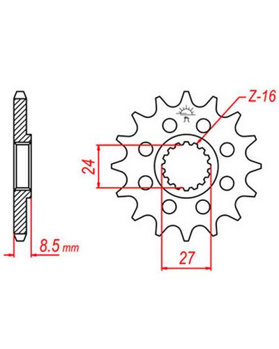 Pignon Moto JT SPROCKETS Pignon acier:JTF1423.16dents Pas:520 Pignon Moto JT SPROCKETS Pignon acier:JTF1423.16dents Pas:520