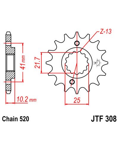 Pignon Moto JT SPROCKETS Pignon acier:JTF308.15dents Pas:520